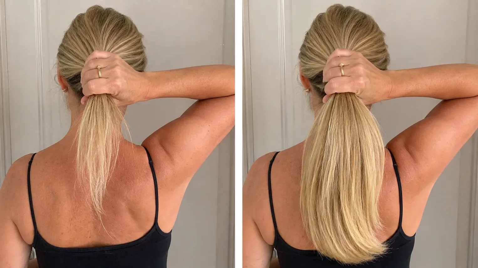 Before and after: her ponytail back to full