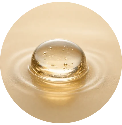 A droplet of hyaluronic acid catching the light.
