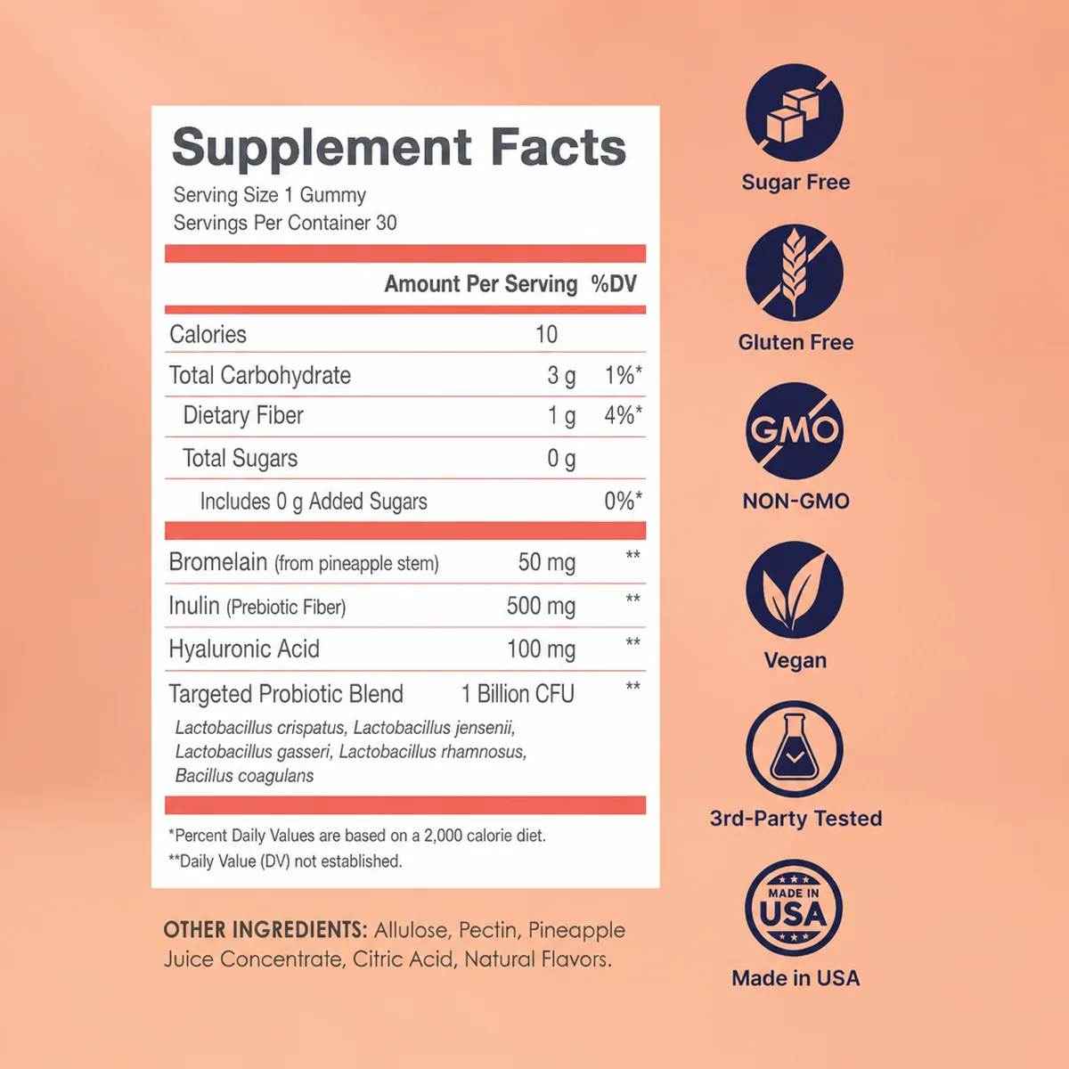 all feams Flora+ Advanced Vaginal Support supplement facts