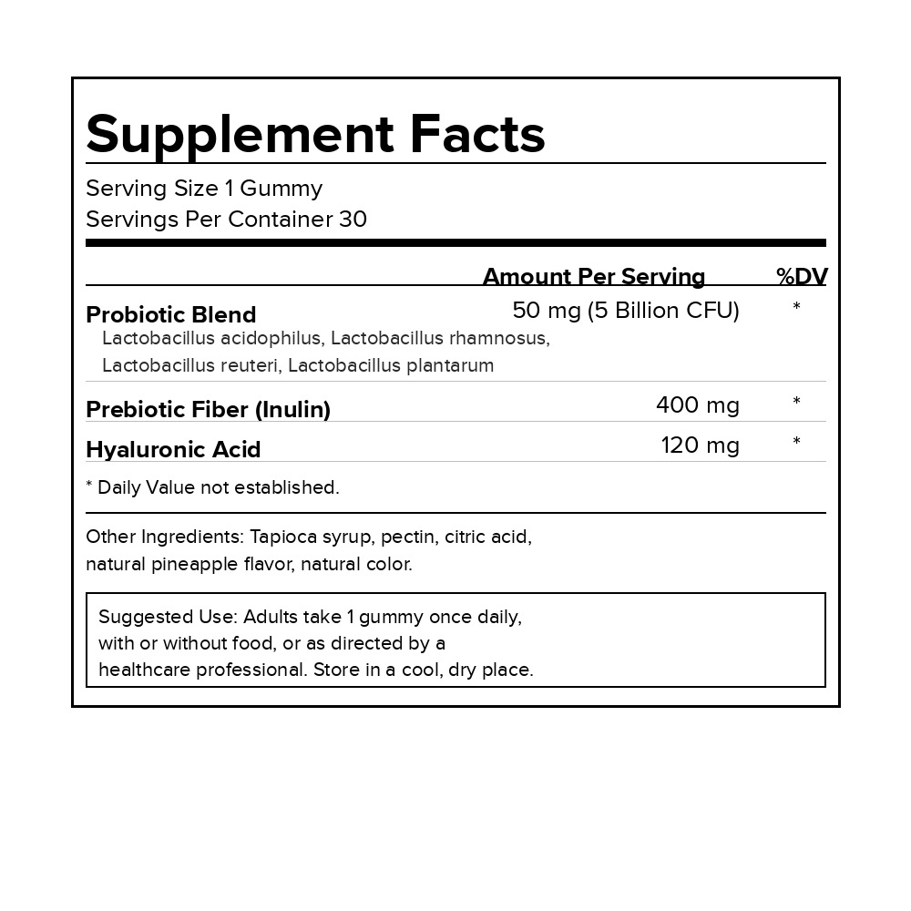 Flora+ supplement facts panel