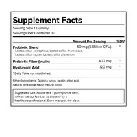 Flora+ supplement facts panel