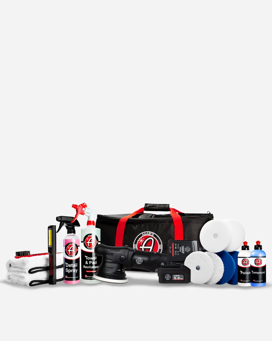 Adam's Cordless 15mm Swirl Killer Polisher complete kit with pads, compound, polish and accessories