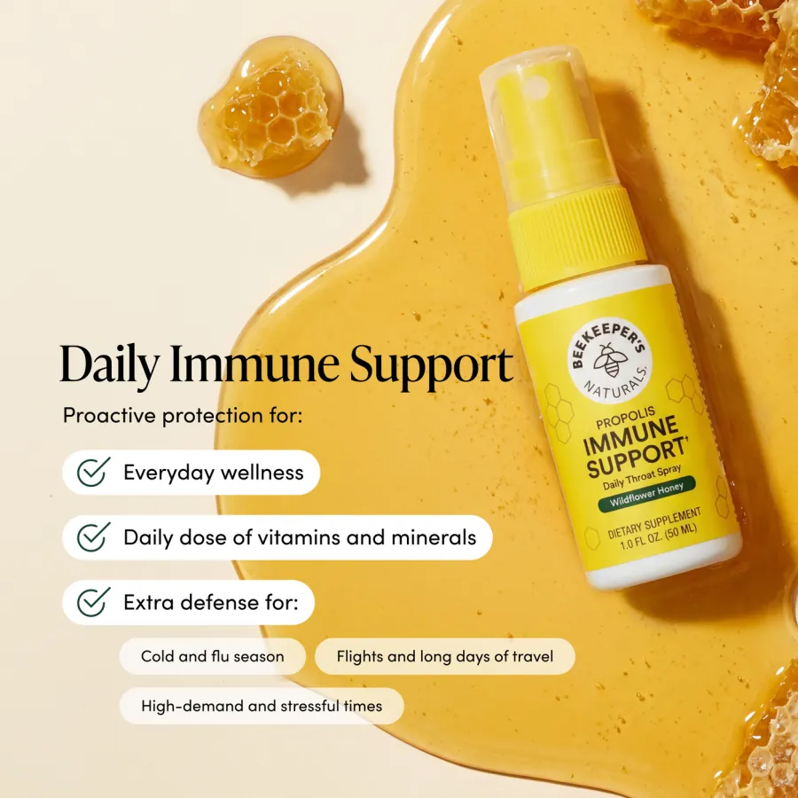 Product card listing daily immune support uses: everyday wellness, cold and flu season, travel, and stressful times