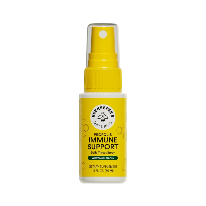 Beekeeper's Naturals Propolis Immune Support Throat Spray, yellow 30ml bottle