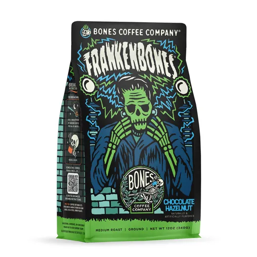 Bones Coffee Frankenbones chocolate hazelnut 12 ounce bag