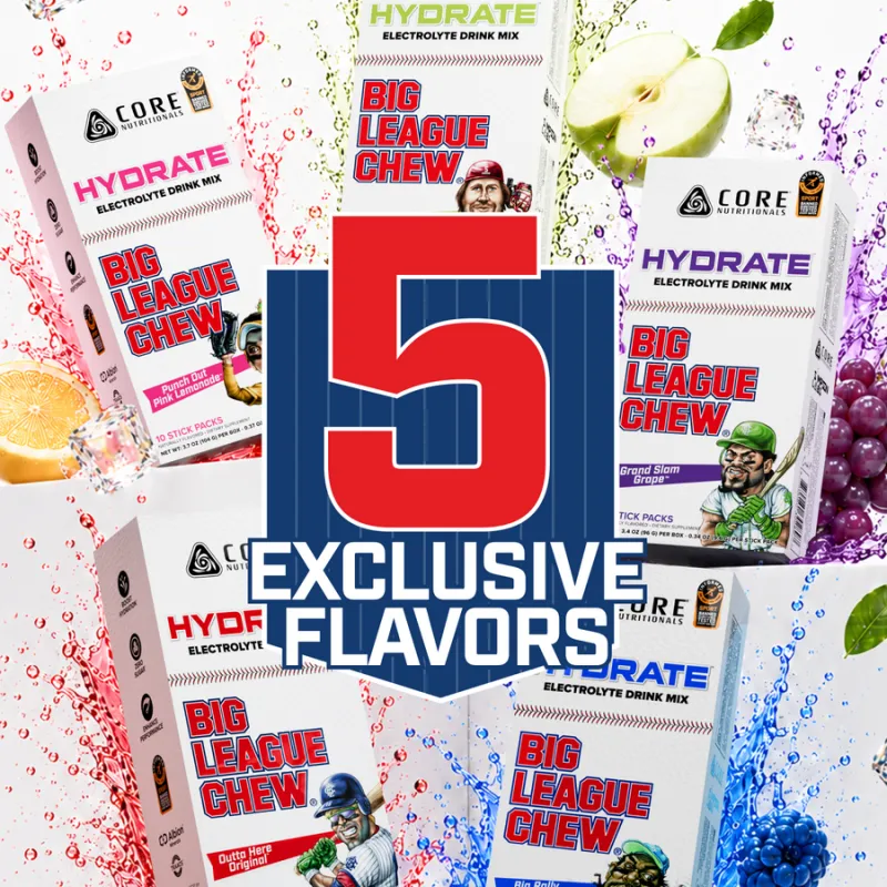 The five Big League Chew HYDRATE flavors