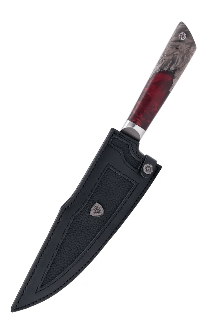 The genuine leather sheath supplied with the Spartan Ghost chef knife