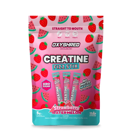 OxyShred Creatine Fizz Stix pouch in Strawberry Watermelon