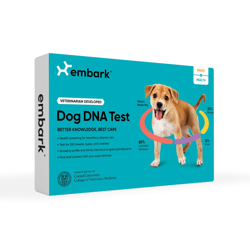 Embark Breed and Health dog DNA test box.