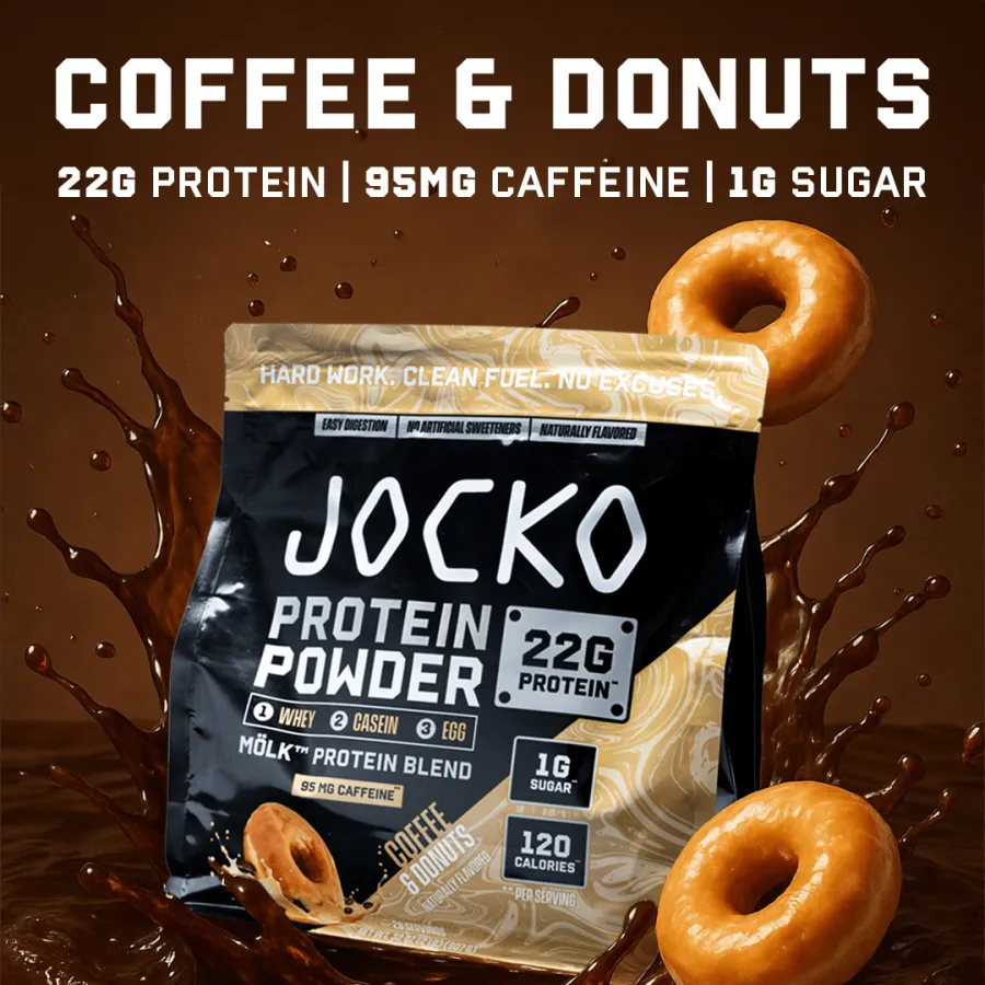 Coffee and donuts flavor of Jocko Mölk protein powder