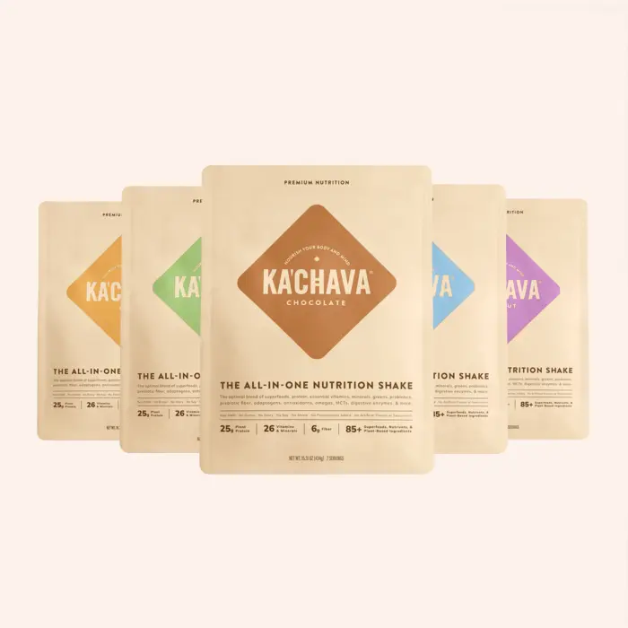 The Ka'Chava flavor range shown as a row of bags