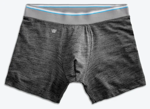 Original AIRKNITx boxer brief in a charcoal heather performance fabric, flat product photograph