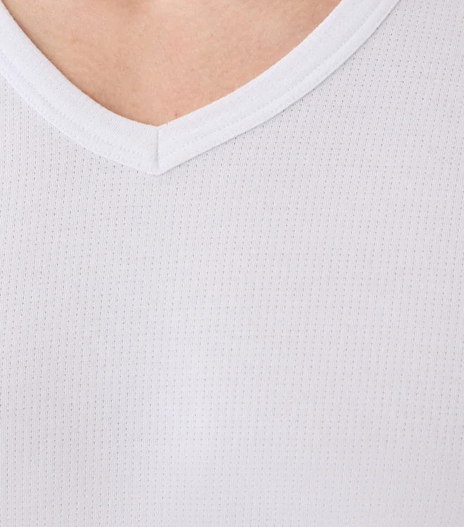 Close view of the AIRKNITx Cotton V-neck undershirt fabric