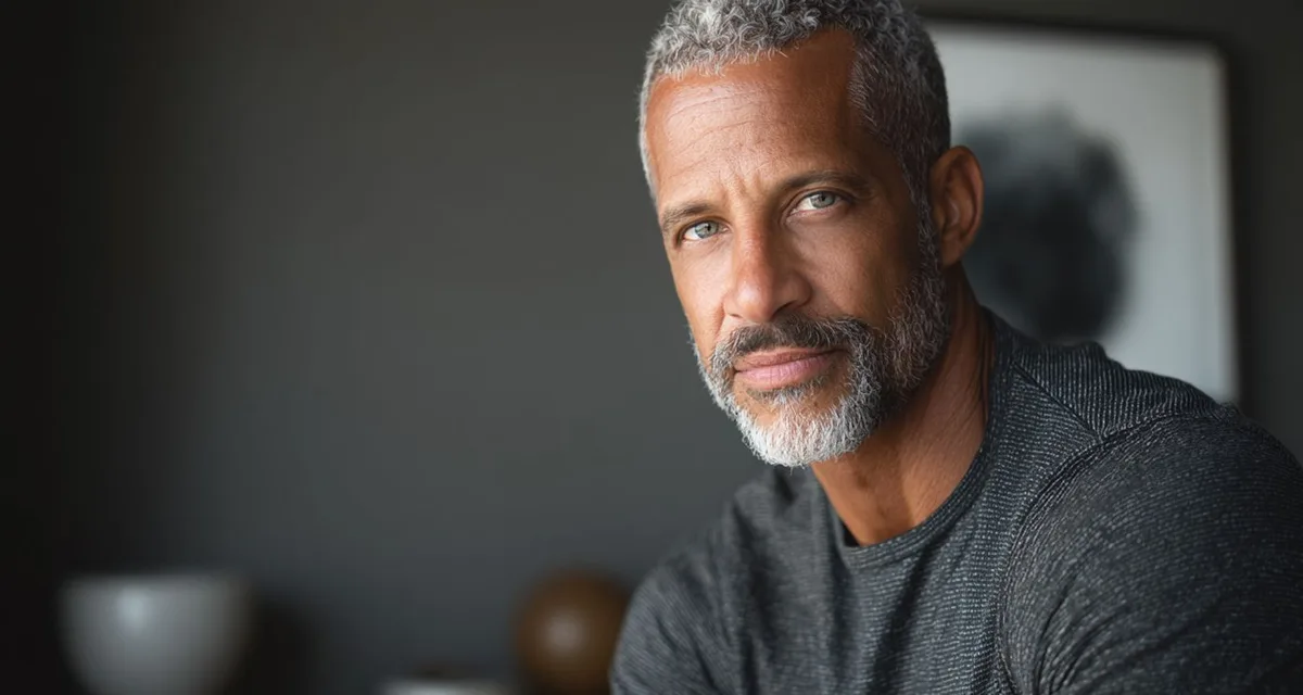 Man in his fifties sitting indoors, looking out of frame