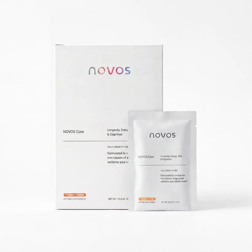 A box of NOVOS Core longevity supplement