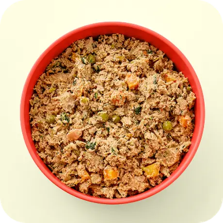 Bowl of Ollie fresh pork recipe