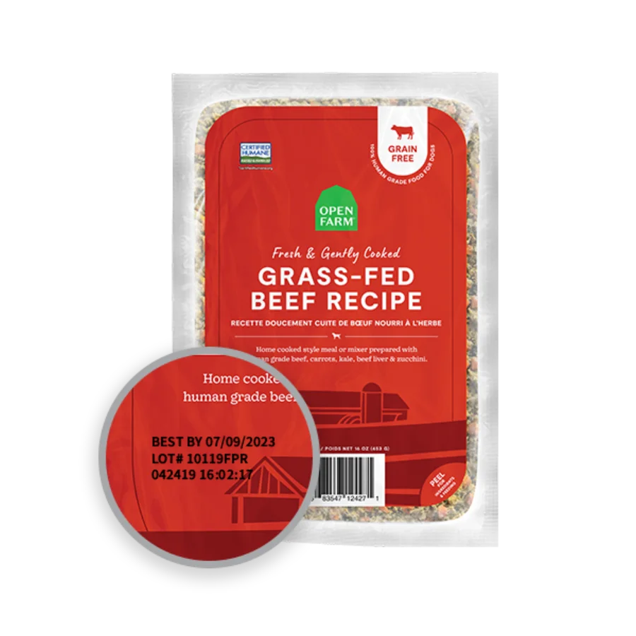 Open Farm gently cooked pack with the lot code circled
