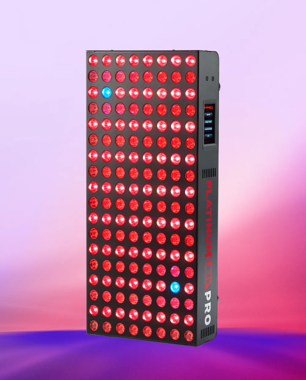 The BIOMAX PRO NANO red light therapy panel standing on a gradient background