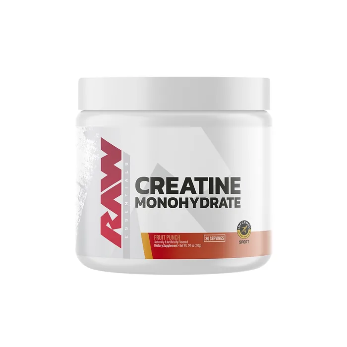 RAW Nutrition Creatine Monohydrate in fruit punch, 30 serving tub