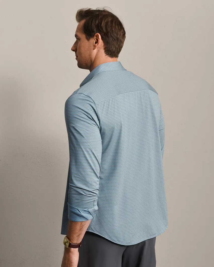Commuter Shirt seen from behind, worn untucked