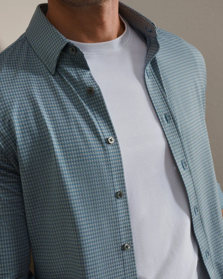 Close view of the Commuter Shirt collar and placket