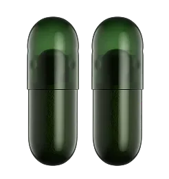 Two green capsules side by side