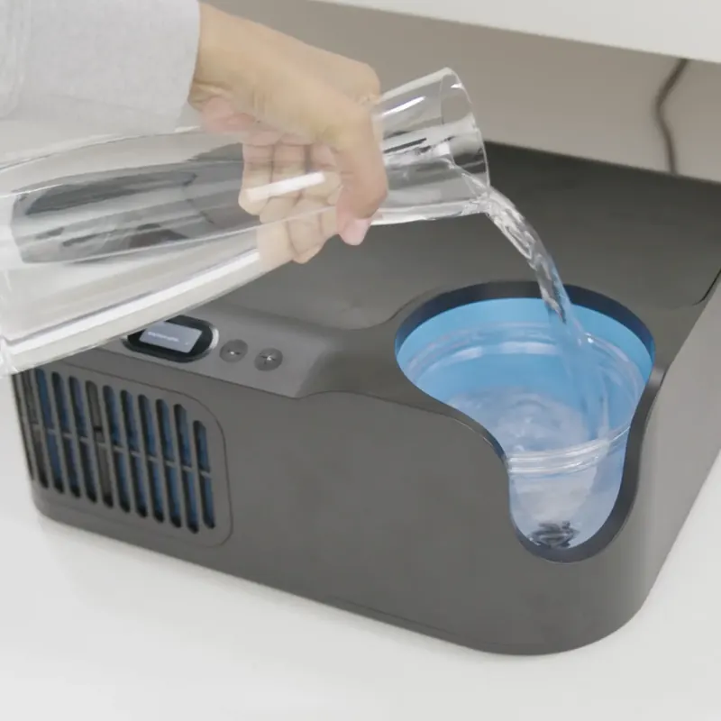Filling the dock reservoir with distilled water during setup