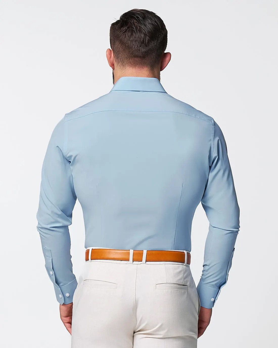 Back view of the same shirt, showing the taper through the waist