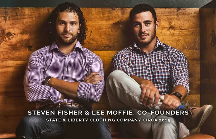 Steven Fisher and Lee Moffie, co-founders of State and Liberty Clothing Company, photographed in 2015