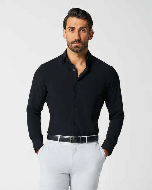 The Von solid black athletic fit dress shirt