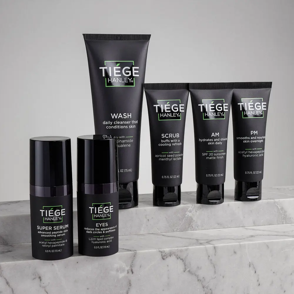 Level 3 The Anti-Aging Routine box with wash, scrub, AM, PM, eyes and super serum