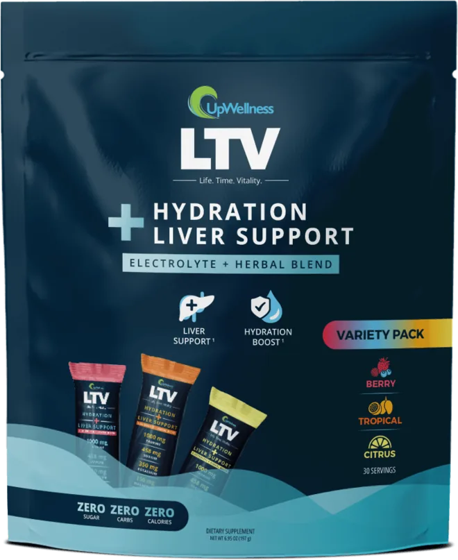UpWellness LTV variety pack with citrus, berry and tropical sticks
