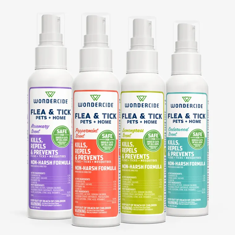The four Wondercide Flea and Tick Spray scents