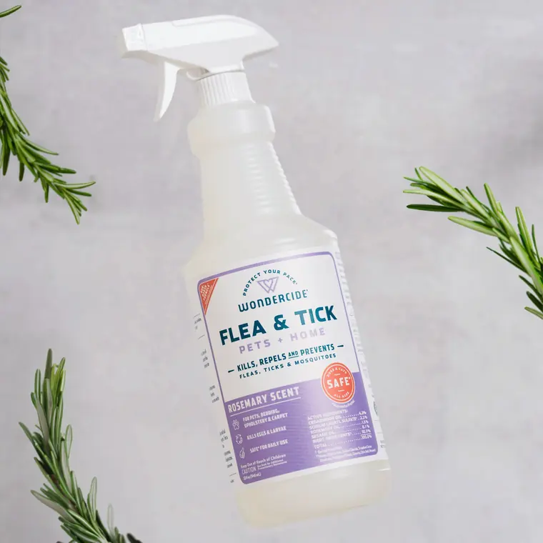 Wondercide Flea and Tick Spray bottle, rosemary scent