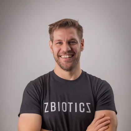 Portrait of Dr. Zack Abbott, founder and CEO of ZBiotics
